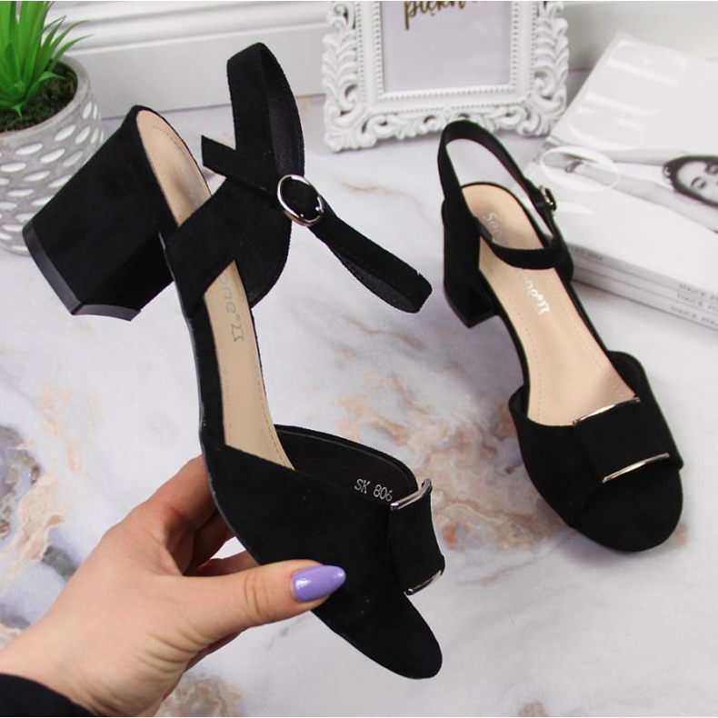 Sandálias no poste de Sergio Leone W SK139E preto 1