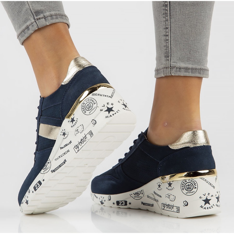 Tênis de couro Filippo DP3550 / 22 Nv azul marinho azul-marinho dourado 1