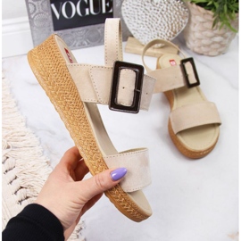 Sandálias de cunha Big Star W JJ276032 bege 1