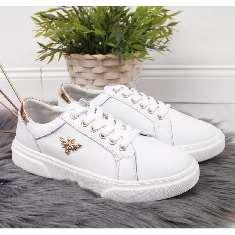 Sapatos de couro com plataforma Vinceza W JAN119B branco 2