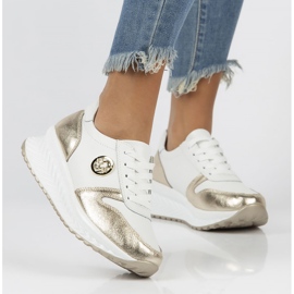 Tênis de couro Filippo DP3547 / 22 Wh Go branco dourado 1