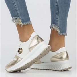 Tênis de couro Filippo DP3547 / 22 Wh Go branco dourado 2