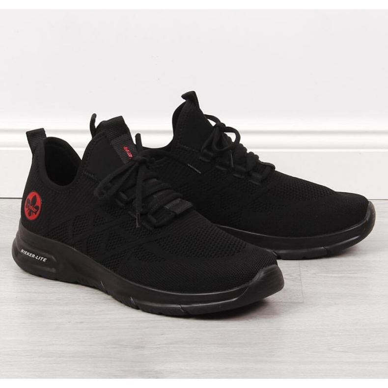 Rieker M RKR534 meias pretas sapatos esportivos preto 1