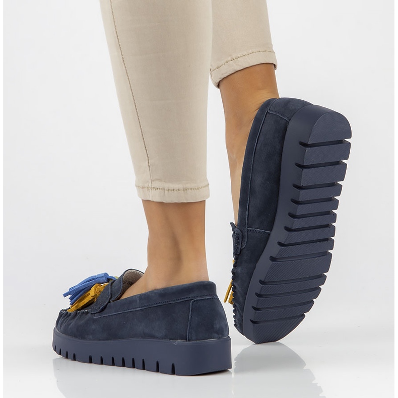 Sapatos de couro Filippo DP3535 / 22 Nv azul marinho 2