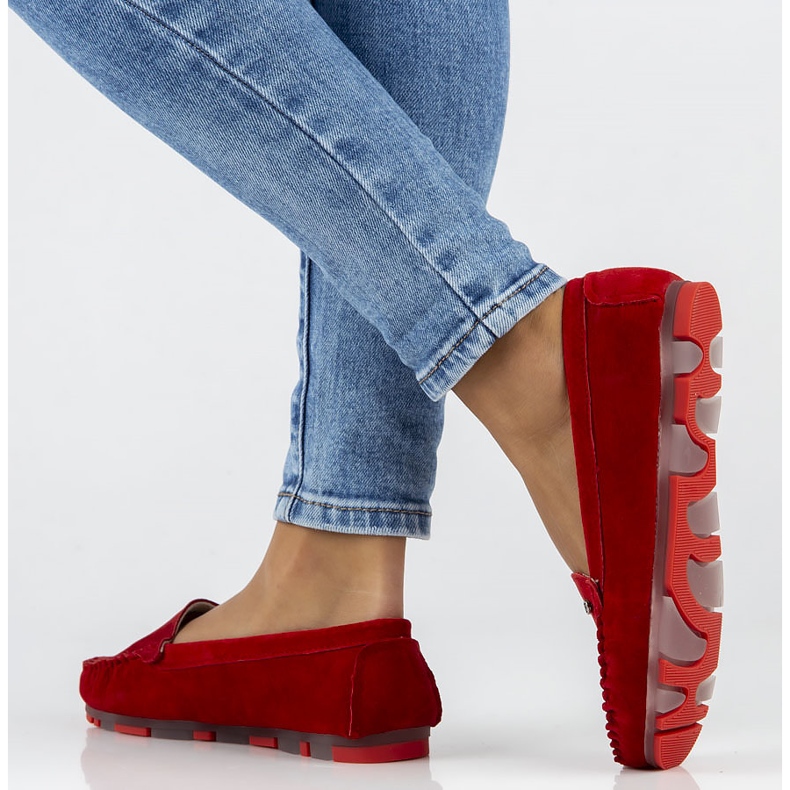 Mocassim de couro vermelho Filippo DP2037 / 22 Rd 2