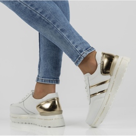 Tênis de couro Filippo DP3689 / 22 Wh branco dourado 1