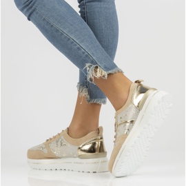 Tênis de couro Filippo DP3691 / 22 Be Go bege dourado 2