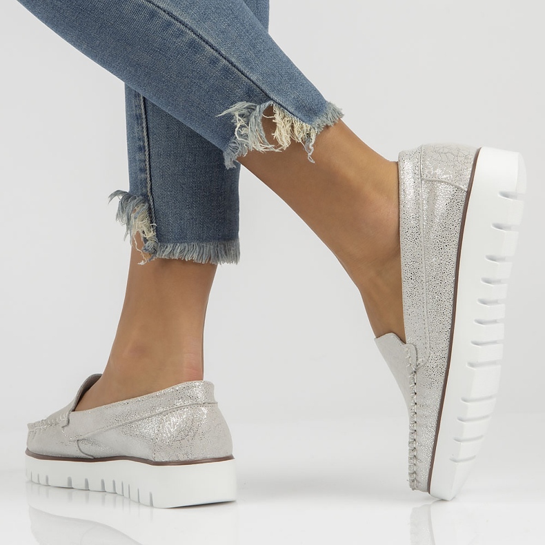 Mocassins de couro Filippo DP3534 / 22 Si prata 1