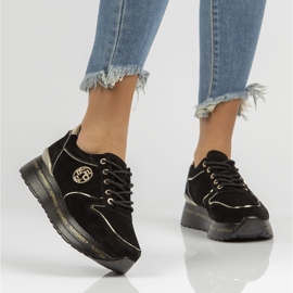 Tênis de couro Filippo DP3558 / 22 Bk preto dourado 1