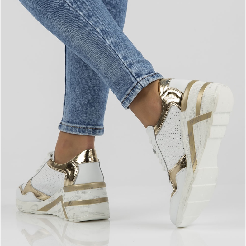 Tênis de couro Filippo DP3693 / 22 Wh branco dourado 1