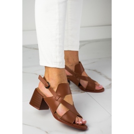 Sandália de salto alto em couro LA.FI castanho 1