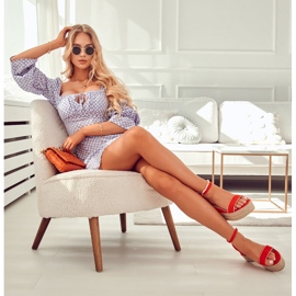 FW1 Sandálias femininas em cunha com zircônia cúbica vermelha Linette vermelho 2