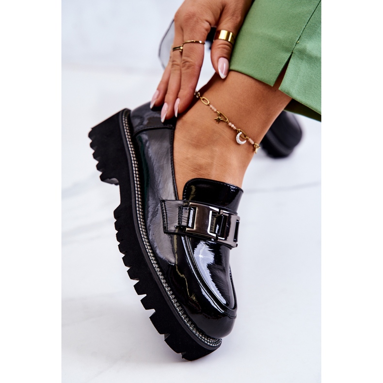 S.Barski Sapatos de Couro Lacado em Corine Preto 1