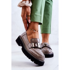 S.Barski Sapatos de Couro Lacado Cinza Corine 1