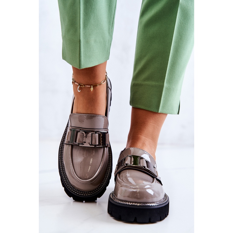 S.Barski Sapatos de Couro Lacado Cinza Corine 2