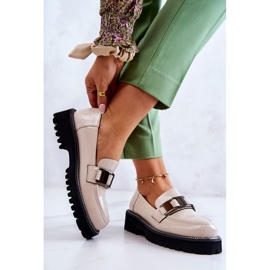 S.Barski Sapatos de Couro Lacado Bege Claro Corine 2