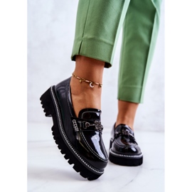 S.Barski Sapatos de couro envernizado com decoração preta Adison preto 2