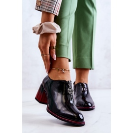 S.Barski Sapatos da moda lacados em um poste Lorena preto e vermelho 1