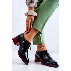 S.Barski Sapatos da moda lacados em um poste Lorena preto e vermelho 2