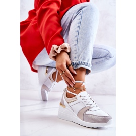 S.Barski Sapatos esportivos de couro em uma cunha branca e cinza Rayana branco 1