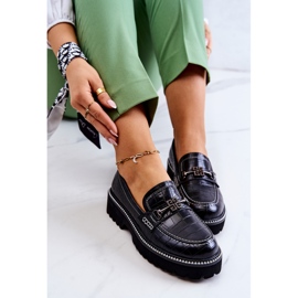 S.Barski Sapatos de couro de cobra com decoração preta Adison preto 1