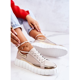 S.Barski Brogues femininos na plataforma bege e dourado Noriso 1