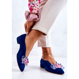 PA2 Sapatos de camurça elegantes com decoração McQueen azul marinho 2