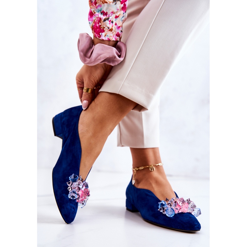 PA2 Sapatos de camurça elegantes com decoração McQueen azul marinho 2