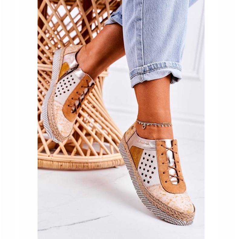 Sapatos de couro feminino Maciejka Amarelo 03339-44 2