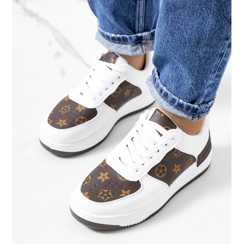 BM Tênis feminino branco e marrom Djenna amarelo 1