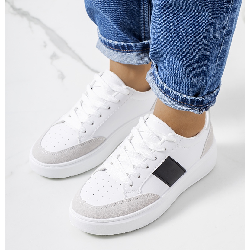 Sapatilhas brancas de mulher de Ont rio branco preto KeeShoes