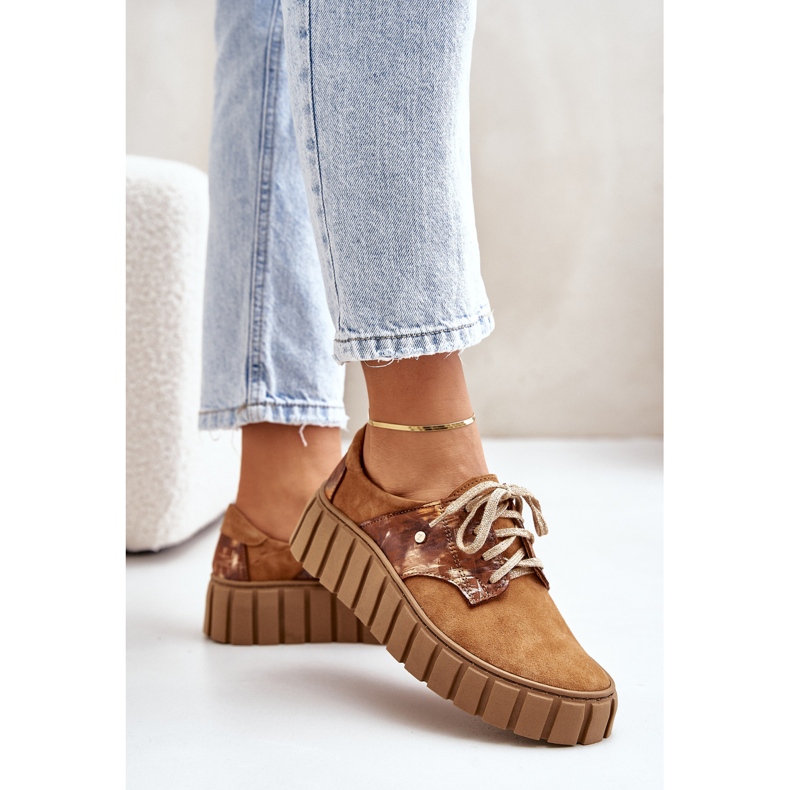 Sapatos de camurça na plataforma hipnose marrom castanho 1