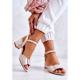 Sergio Leone Salto alto de couro ecológico bege 2