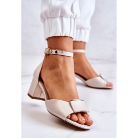 Sergio Leone Sandálias de couro com decoração floren bege 2