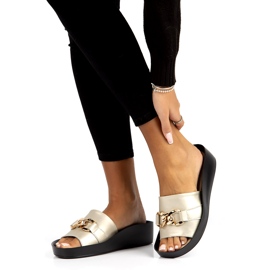 Chinelos de couro Filippo DK3590 / 22 Go golden dourado 2