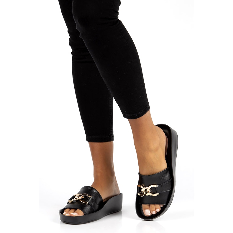 Chinelos de couro Filippo DK3590 / 22 Bk preto 1