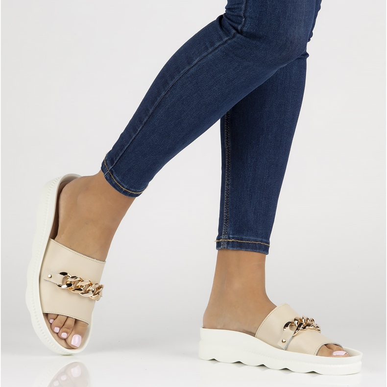 Chinelos de couro Filippo DK3597 / 22 Bege 1