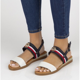 Sandálias de couro Filippo DS3603 / 22 Wh Nv branco e azul marinho azul-marinho 1