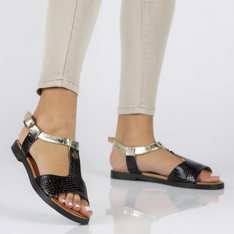 Sandálias pretas Filippo DS2099 / 22 Bk preto dourado 2