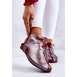 Botas de couro leve Maciejka 03426-20 prata-vermelho 1