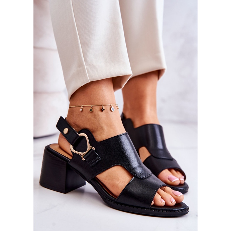 Sandálias de Salto Alto de Couro La.Fi Preto Leratto 1