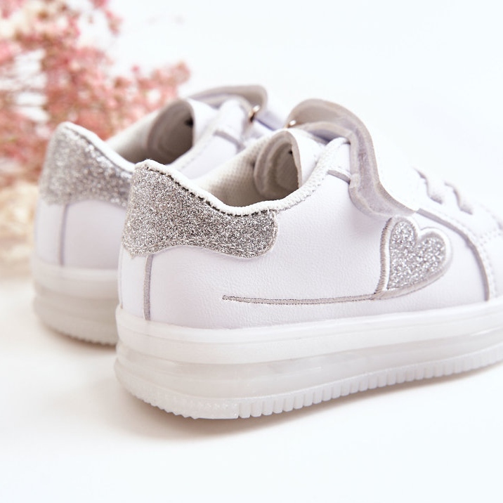 PA1 Sapatos esportivos infantis de couro com velcro branco Baylene 2