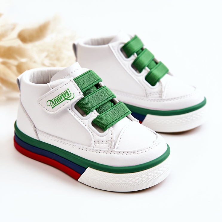 PA1 Tênis cano alto infantil branco e verde Baxter ['branco verde'] 1