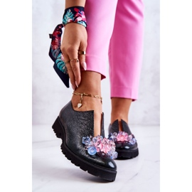 PA2 Sapatos de couro elegantes com decoração Cindy verde escuro 1