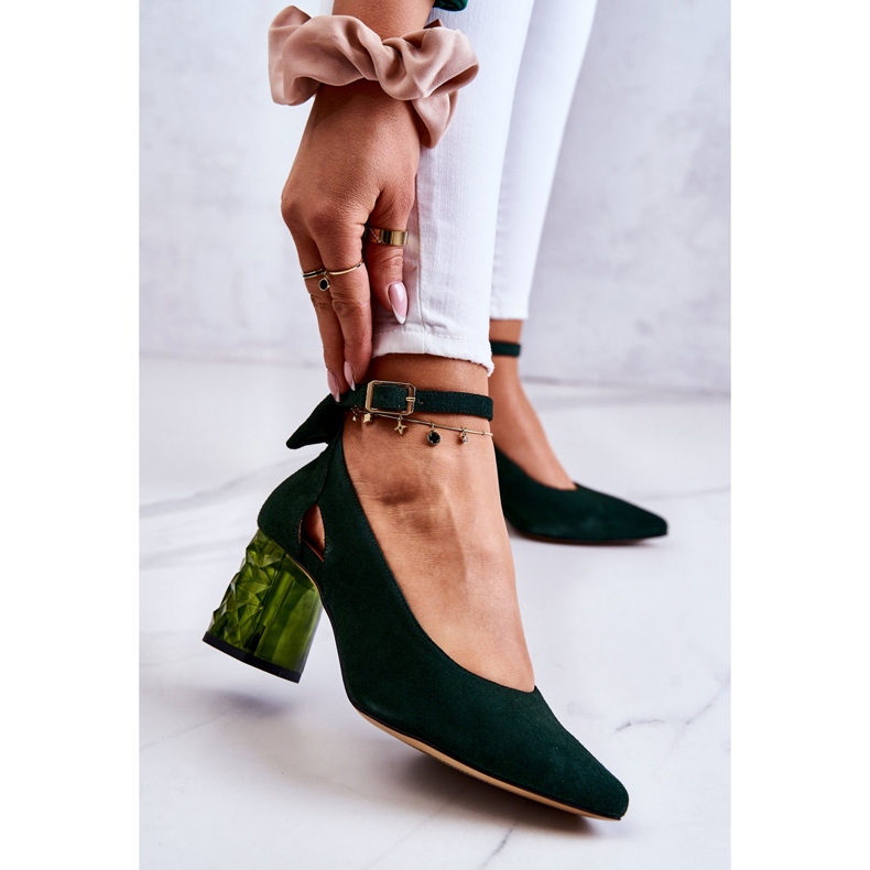 Sapatos de camurça com laço Maciejka 05059-09 Verde escuro 1 Sapatos de camurça com laço Maciejka 05059-09 Verde escuro 1