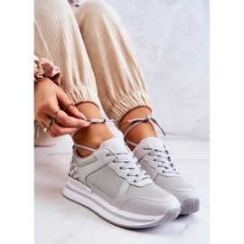 PG1 Tênis esportivo clássico feminino em cunha cinza avançado prata 1