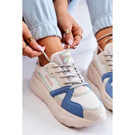 Tênis feminino Memory Foam Big Star JJ274600 Bege-Azul branco 1