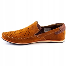 KOMODO Sapatos masculinos mocassins camelo de verão 876 marrom laranja 1