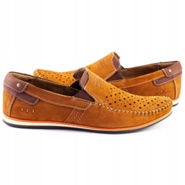 KOMODO Sapatos masculinos mocassins camelo de verão 876 castanho laranja 3