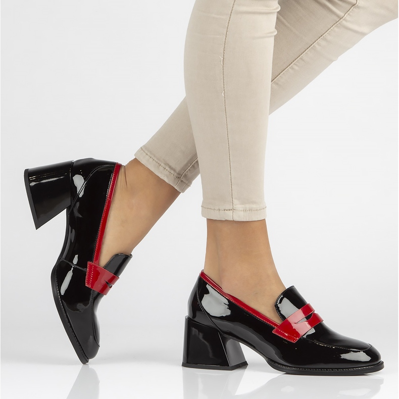 Sapatos de couro Filippo DP3727 / 22 Bk preto vermelho 1